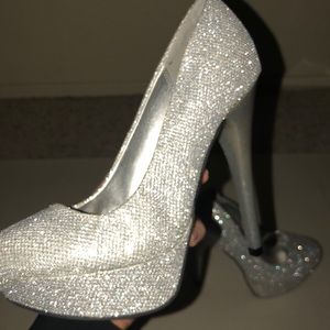 Silver glittery heels